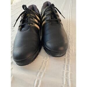 Adidas Tour360 Black Leather Spiked Golf Shoes Stability Comfort Traction 8.5
